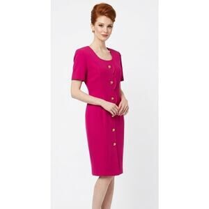 STUDIO C Women's Vintage Midi Dress Large Pink Polyester Business Office